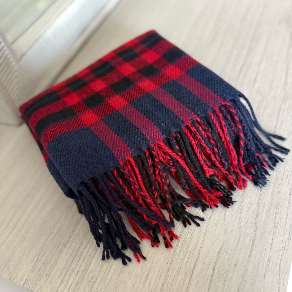 Plaid Red and Blue Scarf